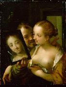 Hans von Aachen Scherzendes Paar mit einem Spiegel Sweden oil painting artist